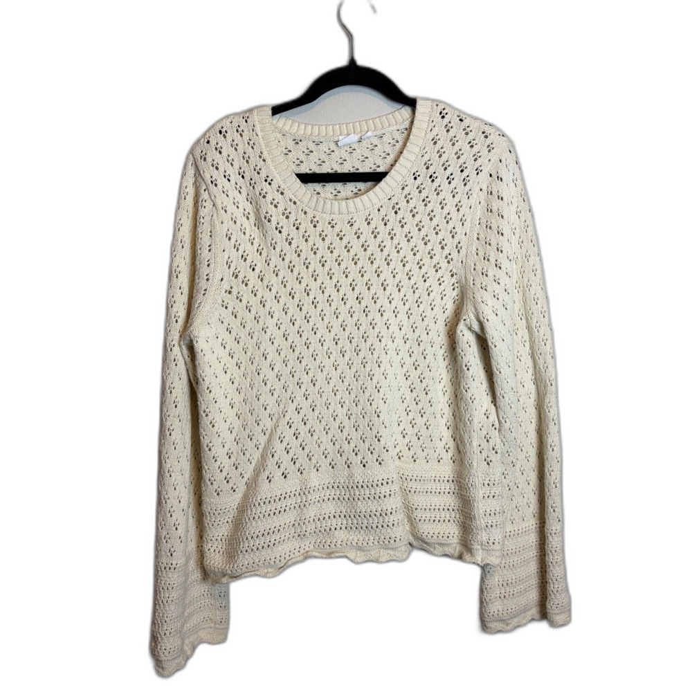 NWOT Gap Crochet Cream Sweater Size L Women